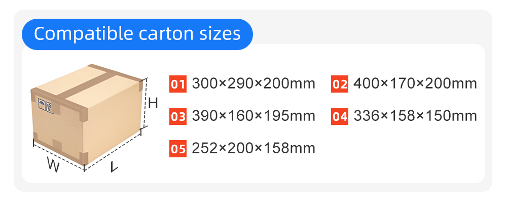 Compatible carton sizes
