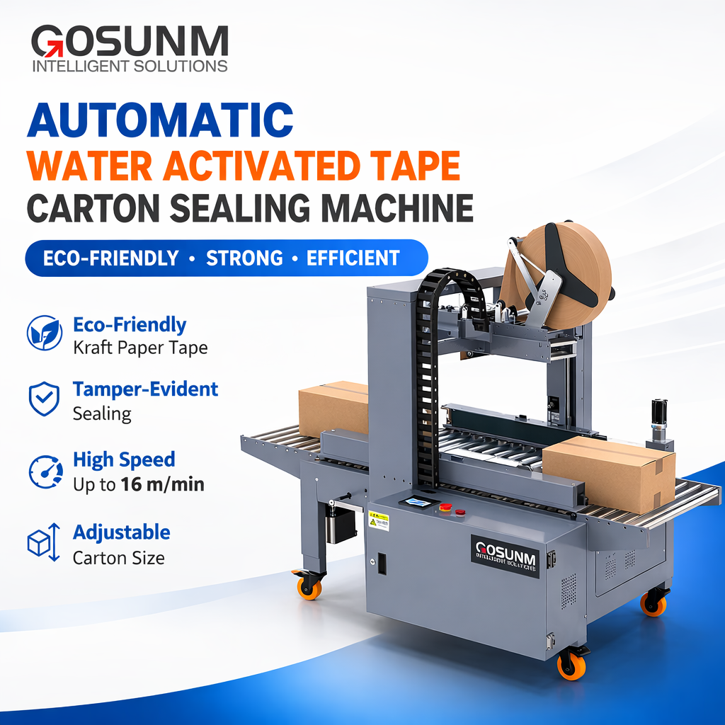Wet Water Kraft Paper Sealing Machine / Gummed Paper Tape Carton Sealer