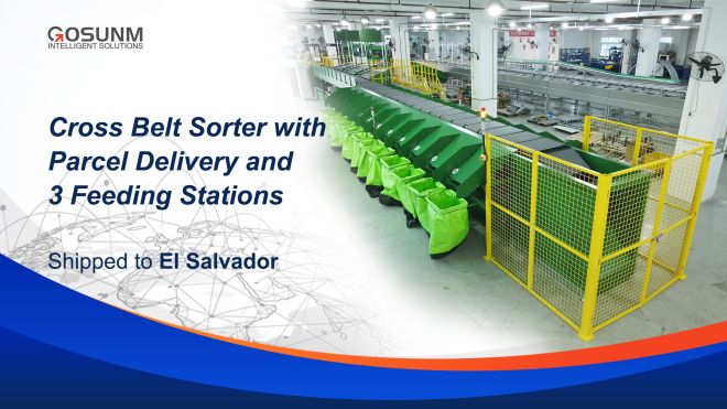 Cross Belt Sorter with Parcel Delivery and 3 Feeding Stations Successfully Shipped