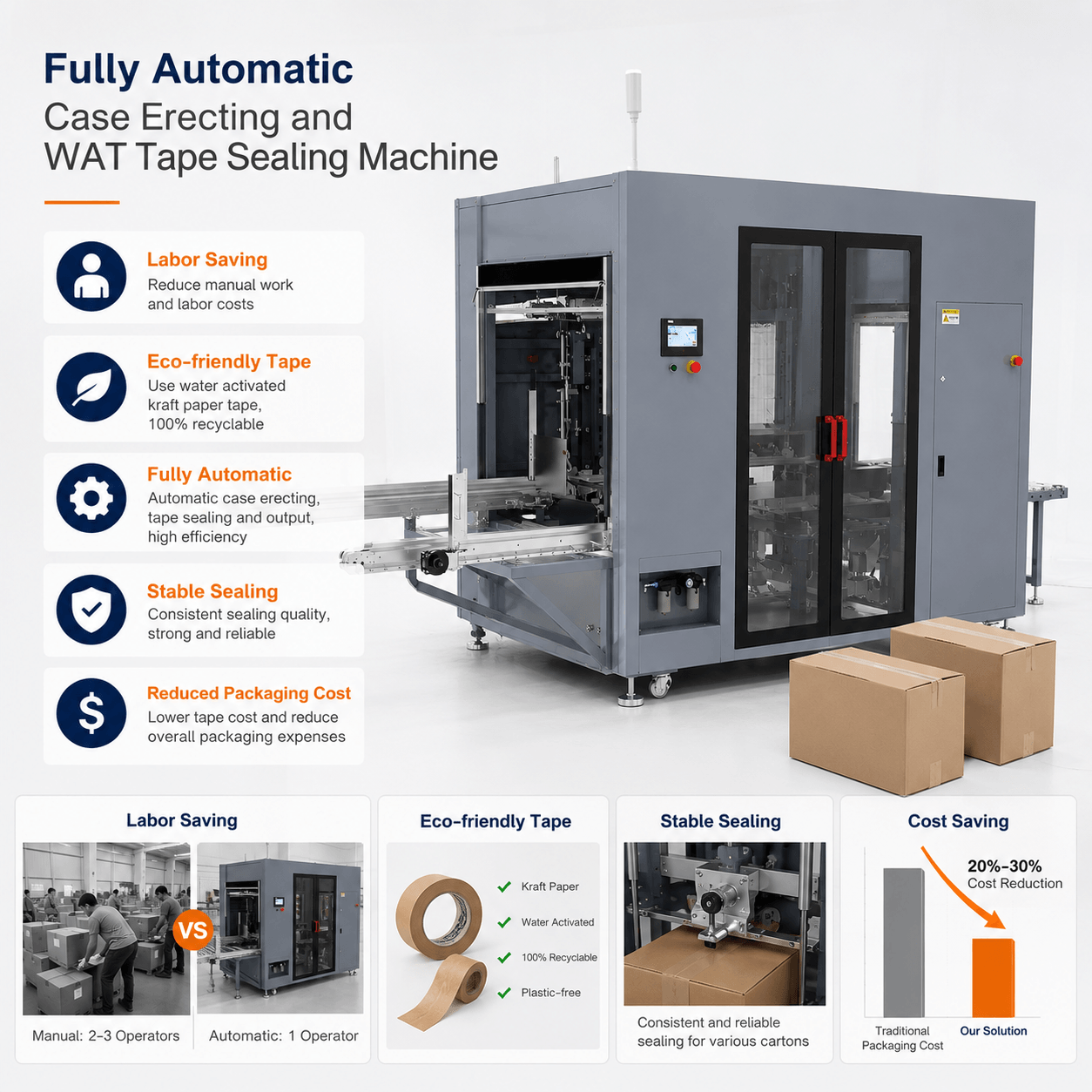 Auto Case Erector Kraft Tape Sealer